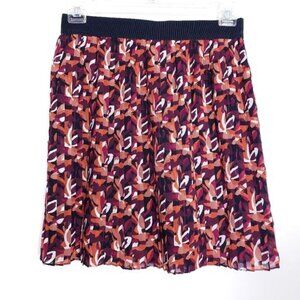 Loft Pleated Pull On Multicolor A-Line Mini Skirt Women's Size Medium